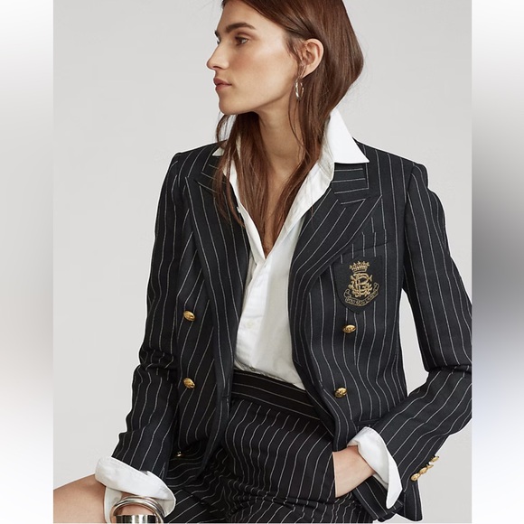 Polo Ralph Lauren black pinstripe linen blend blazer - Picture 2 of 9
